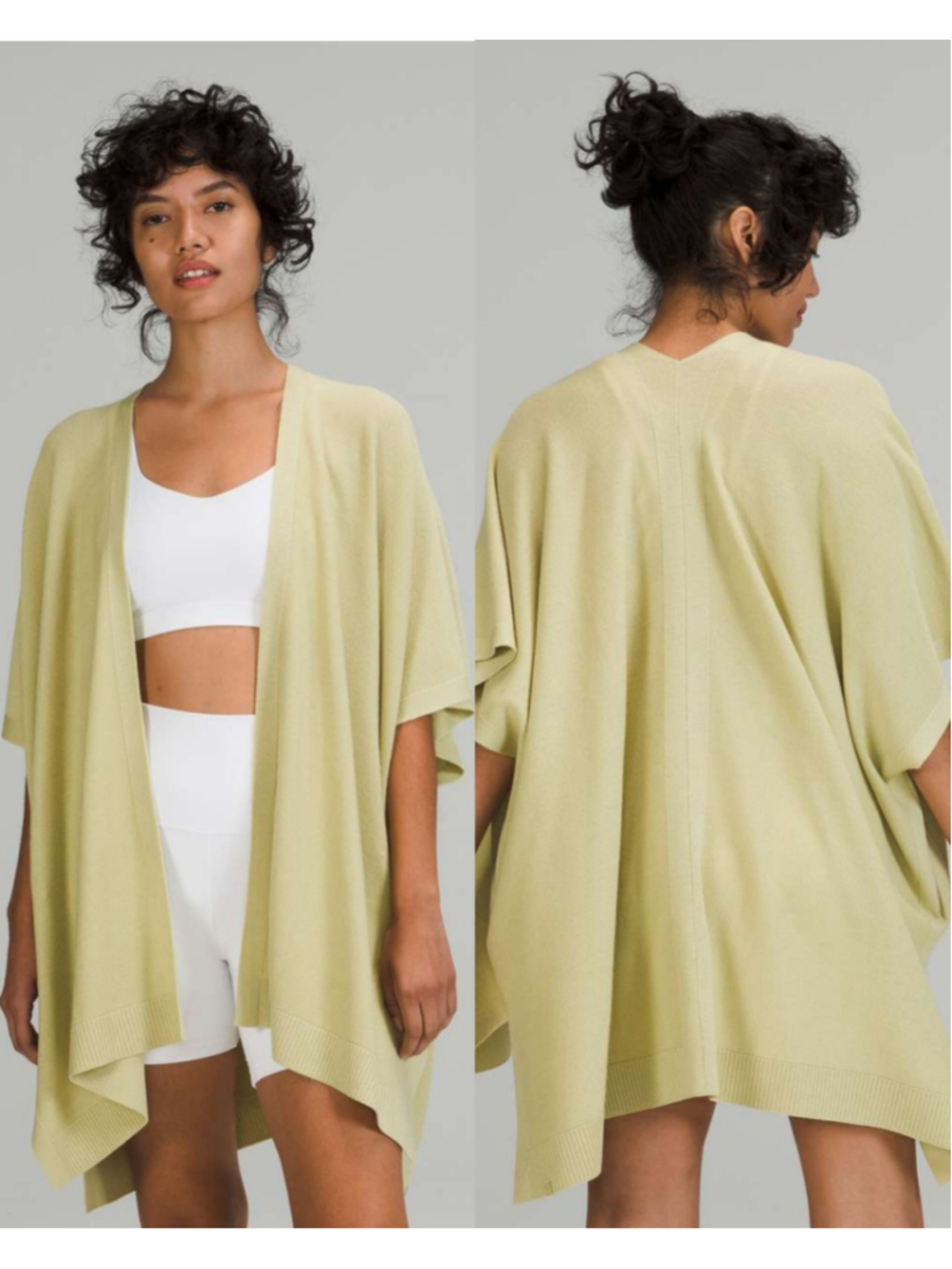 Lululemon 100% Merino Wool Short Sleeve Wrap Cardigan Layering Dew Green OS